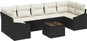 vidaXL Kanapé Szett párnával Fekete és Krém 55 x 55 x 37 cm polirattan