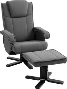 HOMCOM Fotel lábtartóval - 360°-ban forgatható TV szék állítható háttámlával, fektetési funkcióval, ringató funkcionalitással, velúr hatású kárpitozás