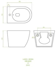 Laveo Desna, fali bidé 490x370x320 mm, fehér, LAV-VBD_600C