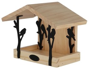 Fali madáretető, lézervágott madár mintával, 25 x 18 cm