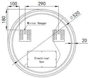 Kerek LED tükör Ø60cm Welland Alpha | Fehér és színes háttérvilágítás - RGB funkciók