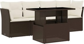 vidaXL 5 részes barna polyrattan kerti ülőgarnitúra párnával