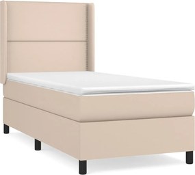 vidaXL cappuccino színű műbőr rugós ágy matraccal 90 x 200 cm