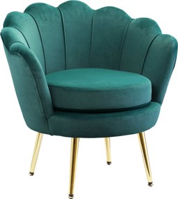 HOMCOM Shell Fotel, Vintage Fotel, Hálószobai és Nappali Fotel, Elegáns Design, Magas Támlával, 76x67x74cm, Sötét Zöld | Aosom