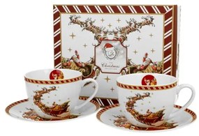 D.G.36381 Porceláncsésze+alj, 250ml, 2 személyes, dobozban, Santa on Sleigh