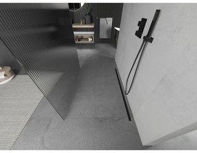 Mexen Kioto, Walk-In zuhanyparaván 140 x 200 cm, 8 mm-es üveg bordás mintával, fekete profil, 800-140-002-70-09