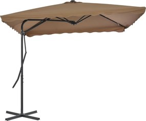 vidaXL tópszínű kültéri napernyő acélrúddal 250 x 250 cm