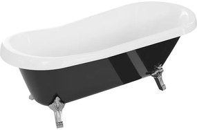 Mexen, Mexen Retro wanna wolnostojąca 170 x 75 cm, fehér/fekete, króm lábak - 53251707575-00