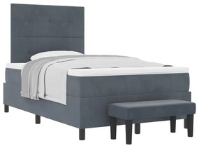 Box Spring Ágy Matraccal &amp; Pad Sötétszürke 120x190 cm Bársony