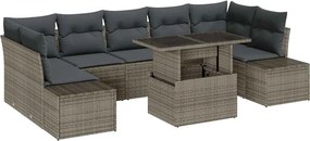 vidaXL Kanapé Szett párnával 8 pcs Szürke polirattan