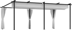 Outsunny Kerti Pergola 3 x 6 m Összecsukható Csúszó Pavilon Oldalfalakkal, Kerti Sátor, Magas Sűrűségű 180g/m² Poliészter, Napvédő Tető UPF30+, Terasz