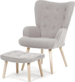 Szürke relaxfotel, boucle szövet kárpitozással, AK-319 GREY2