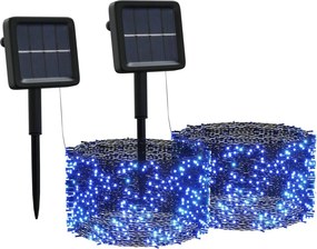 vidaXL 2 db 2x200 LED-es kék bel-/kültéri napelemes fényfüzér