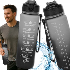 Tressari Motivációs kulacs vízhez, kulacs Tritan fogantyúval, 1000ml, BPA-mentes