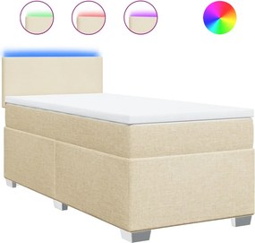 vidaXL krémszínű szövet rugós ágy matraccal 80 x 200 cm