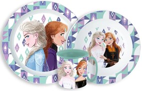 Disney Jégvarázs Ice Magic étkészlet, micro műanyag szett bögrével 350 ml