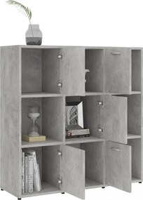 betonszürke szerelt fa könyvszekrény 90 x 30 x 90 cm