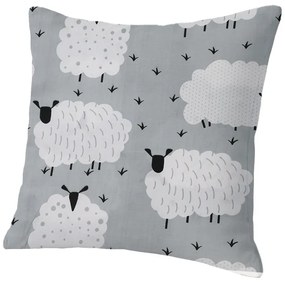 2 db díszpárnahuzat szett WHITE SHEEPS 45x45 cm, szürke