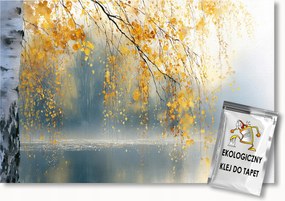 Fotótapéta Flizelina Akvarell Ősz Fa Nyírfa Víz 350x250 ragasztó