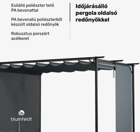 Blumfeldt Pantheon Robust Pergola, 3x4 m időjárásálló porszórt acél oldalsó redőnyökkel