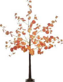 HOMCOM Mesterséges Őszi Eucalyptus Fa 150 cm-es Fényfüzérrel és Talppal - Karácsonyi Dekoráció Belső és Kültéri Használatra Narancssárga | Aosom