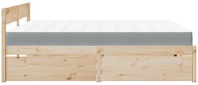 tömör fenyőfa ágy fiókkal és matraccal 200 x 200 cm