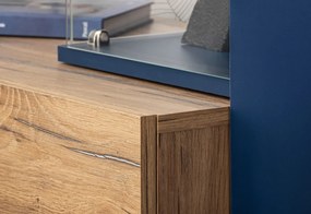 MARIONO nappali fal, 210x162x40, sötétkék/tölgy flagstaff