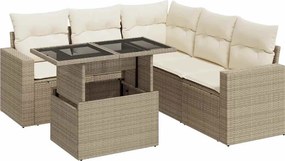 vidaXL 6 részes bézs polyrattan kerti ülőgarnitúra párnával