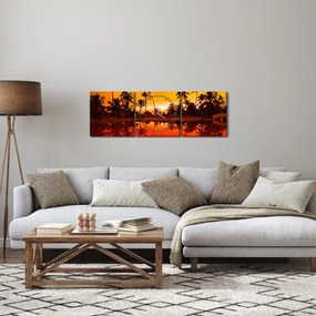 Kép - naplemente az üdülőhely felett (órával) (90x30 cm)
