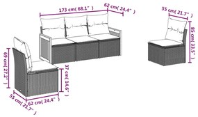 5 részes bézs polyrattan kerti ülőgarnitúra párnákkal