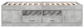betonszürke kanapéágy fiókkal matrac nélkül 100x200 cm