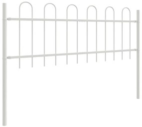Kerti kerítés ívelt tetejű, fehér, 3,4x0,6 m, acél