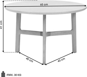 MAZZONI EXPORT BELLUNO Natúr Kőris - FA DOHÁNYZÓASZTAL Ø65 cm KEREK MODERN CLASSIC
