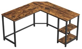 Sarok íróasztal két polccal, ipari stílusban