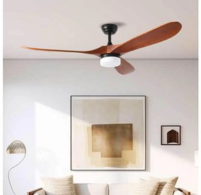 ZEVENTI ZEVENTI - GINOSA LED mennyezeti ventilátor 18W 230V Wi-Fi Tuya fekete/tölgy + DO ZV0043