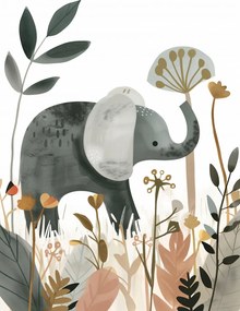 Poszter 40x60cm Finom elefĂĄnt a kertben
