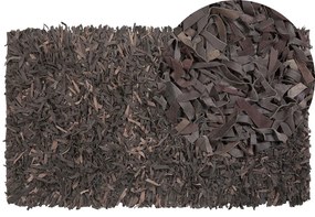 Shaggy szőnyeg - Bőr - Barna - 80x150 cm - MUT Beliani