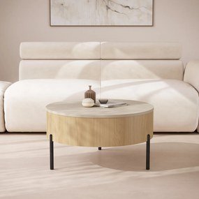 Mazzoni FRIDA Bézs (Pezsgőszínű) / Oasis Tölgy – MODERN DOHÁNYZÓASZTAL FELHAJTHATÓ LAPPAL ÉS TÁROLÓVAL