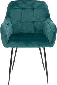 Sötétzöld LOREN VELVET étkezőfotel fekete lábakkal
