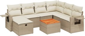 vidaXL 8 részes bézs polyrattan kerti ülőgarnitúra párnával
