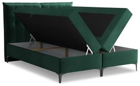 Sötétzöld ágyneműtartós boxspring ágy 160x200 cm Mikana – Makamii