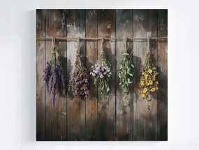 Canvas Vászonkép Szárított Gyógynövények Levendula Virágok Rusztikus 40x40