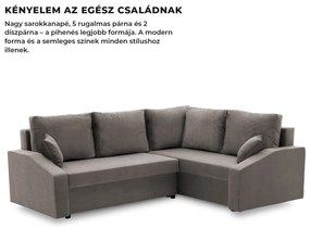 Grande Plus sarokkanapé, jobboldali, szövet anyag, szürke