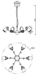 Trio - Csillár zsinóron EDWARD 6xE14/40W/230V