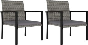 vidaXL 2 db szürke polyrattan kerti étkezőszék