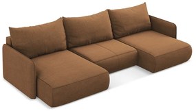 Narancssárga kinyitható-tárolóhelyes sarokkanapé Nanea – Makamii