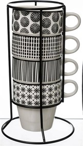 Kávéscsészék 4 db porcelán bögre állvány