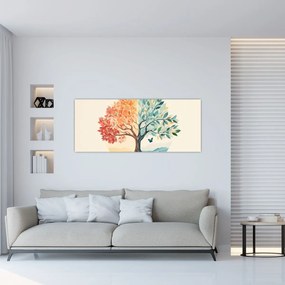 Kép – Duális fa pillangóval (120x50 cm)