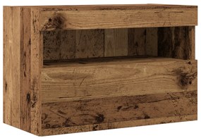 TV-falijó szekrények LED világítással 2 db Régi fa 60x30x40 cm