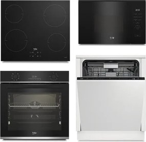 Beko Akciós készülékszett - beépíthető sütő BBIR13300XC + indukciós főzőlap HII64401QT + mosogatógép BDIN36532 + mikrohullámú sütő BMGB20212B